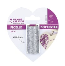 Bobine de ficelle Métalisée Argent 25m