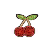 Lot de 3 écussons thermocollants fruits sequins cerises 3cmx3cm