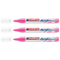 Lot de 3 marqueurs peinture acrylique pointe moyenne 2-3 mm - EDDING - Rose fluorescent