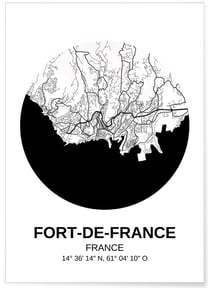 Affiche Carte Fort-de-France | A3 : 29,7x42cm