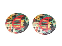 2 Breloques rondes pailletées 20mm imprimé fleur doré- noir -rouge -vert