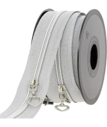 Fermeture à glissière Spirale N°4 avec curseur Coeur - Milward Argent