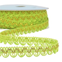 Bobine 25m Galon robe fil métallisé Vert anis 14mm