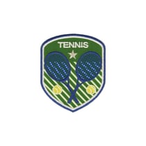 Ecusson thermocollant blason tennis fond vert 5x6cm