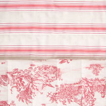 Tissu Coton Matelassé réversible Mathilda rayures Rouge sur fond Blanc cassé