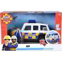 Coffret sam le pompier : voiture de police avec sons et lumières + malcolm - figurine et accessoires - simba