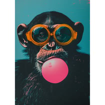 Tableau sur toile portrait chimpanzé pop art 100x140 cm