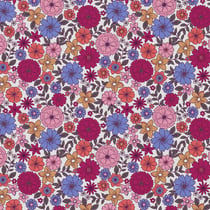 Tissu Coton enduit Brigia fleuris framboise sur fond Blanc - Au mètre