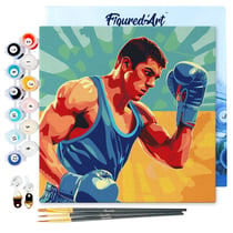 Mini Peinture par Numéros Figured'Art 20x20cm avec cadre Affiche sportive Boxe - Petit Format