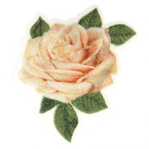 Ecusson thermocollant rose avec feuilles 4 cm x 5 cm