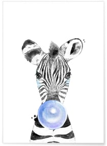 Poster Bulle de Zèbre bleue | A3 : 29,7x42cm