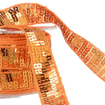 Bobine galon paillettes 14,5m orange