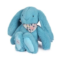 Peluche lapin fleurette turquoise - 25 cm -