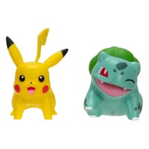 Pokémon - Pack 2 figurines Battle Figure First Partner Set Bulbizarre 2, Pikachu 1 - Jazwares