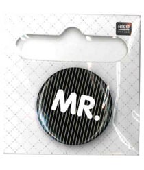 Badge bouton broche MR. - Rico Design Noir