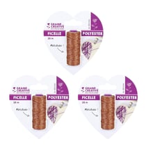 3 bobines de ficelle métallisée cuivre 25 m
