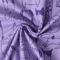 Tissu Flanelle de Coton Louison chiots Violets sur fond Mauve