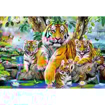 Puzzle famille de tigres dans la foret 1000 pieces - collection animaux sauvages