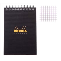 Bloc notes - A6 - 10,5 x 14,8 cm - Petits Carreaux - 80 feuilles - Noir - Avec spirale - Rhodia - NotePad
