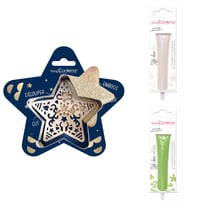 Kit pour biscuit en relief Étoile + 2 Stylos au chocolat blanc et vert clair