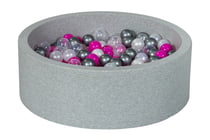 Piscine à balles Aire de jeu + 300 balles perle, transparent, rose, argent - Velinda