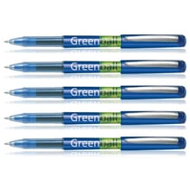 Lot de 5 Stylos Roller Encre Liquide Pilot Greenball 7 Pointe Moyenne Bleu