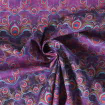 Tissu Voile de Coton Pluméa sur fond Violet - Au mètre