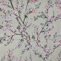 Tissu Toile de Coton Merisier sur fond Beige