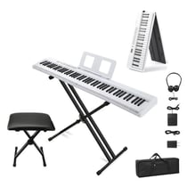 LALAHO - Ensemble piano numérique pliable - 88 touches - Blanc - Support