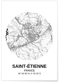 Affiche Carte Saint-Etienne | A3 : 29,7x42cm