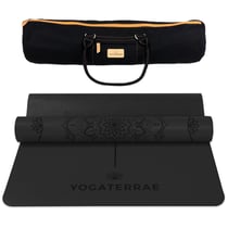 Tapis de Yoga Noir Antidérapant Éco-Durable PU-Caoutchouc naturel MANDALA Premium 183x68x0,4cm + Sac