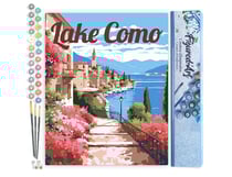 Peinture par Numéro Figured'Art - Affiche de voyage lac de Côme en fleurs - Kit de Loisir Créatif DIY Numéro d'Art Complet - 40x50cm sans châssis en bois