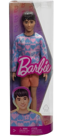 Poupee ken fashionistas avec short orange et maillot - barbie - mattel - hrh24