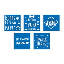 MégaCréa DIY - Pochoirs Fête des pères 15 cm 5 pièces