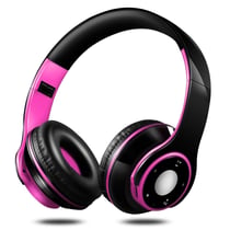 Casque Audio Bluetooth Sans Fil Avec Radio FM Et Carte TF 16G 10h Autonomie Rose 2 YONIS