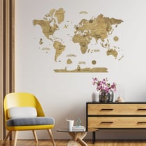 Carte du Monde en Bois 2D CREATIFWOOD Foncée S (80 x 55 cm) - Décoration Murale