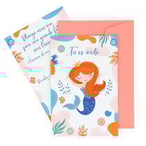 6 Invitations Sirène Corail - Recyclable