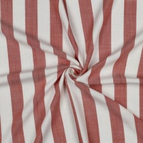 Tissu Viscose fil teint Suzanne grandes rayures Orange sur fond Blanc cassé
