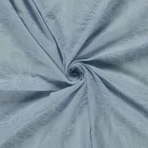 Tissu Coton brodé Adriana grandes fleurs sur fond Bleu ancien