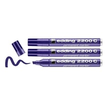 Lot de 3 marqueurs permanents pointe biseautée moyenne - EDDING 2200 C - Violet