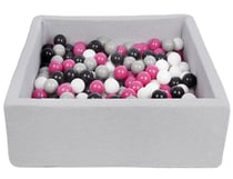 Piscine à balles pour enfant, 90x90 cm, Aire de jeu + 300 balles noir, blanc, rose,gris - Velinda