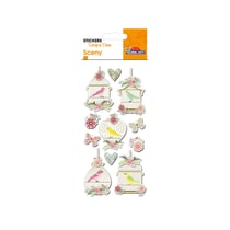 Autocollants en relief à dorures - Oiseaux en cage