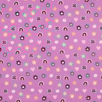 Tissu popeline de Coton Rainbow sur fond Violet - Au mètre
