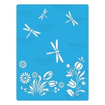 Pochoir plastique souple réutilisable 18,5 x 14,5 cm Fabrika Decoru FLEUR LIBELLULE 113