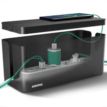 Boîte cache câble L (32 x 13 x 13 cm)- Cache multiprise, Boîte Rangement câble- Boîte multiprise- Polystyrène-Noir- ACROPAQ