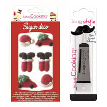 Décosucres Père Noël + Stylo de glaçage noir