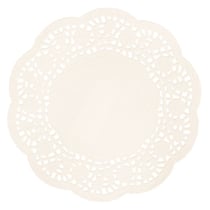 Papier dentellé rond, 16cm 20pces, crème