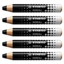 Lot de 5 crayons marqueurs STABILO MARKdry - Noir - Bois certifié PEFC