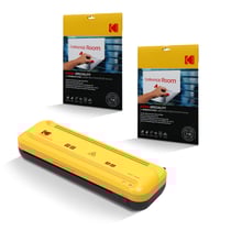 KODAK Plastifieuse A4 KD-LMVC + 2x10 Pochettes A4 150 Microns – 2 Rouleaux, 25cm/min, Chauffe 4-5 min – Idéal documents, école, bureau, maison, usage intensif