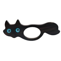 Bague de lecture en bois massif forme renard-noir